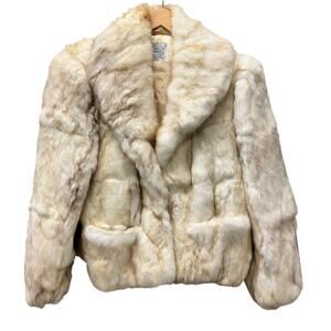 Vintage Rabbit Fur Coat Womens Medium Chill Chasers Old Money Mob NEW OLD STOCK